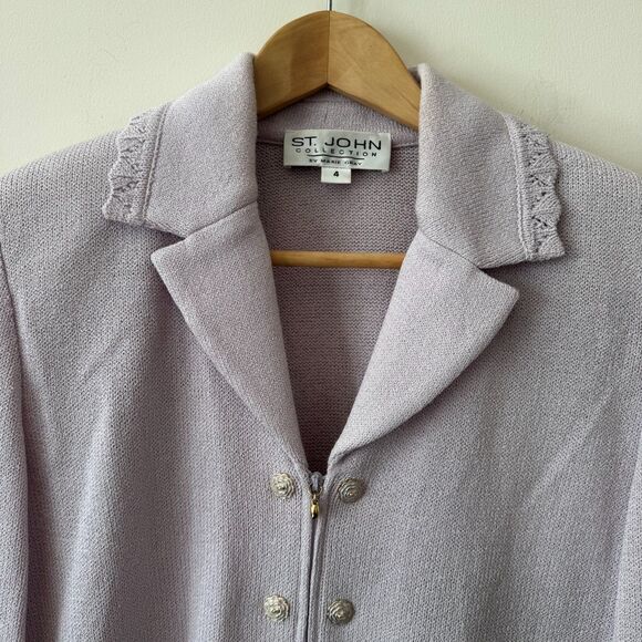 St. John Collection Women's Lavendar Sweater Blazer Size 4 - Picture 3 of 8